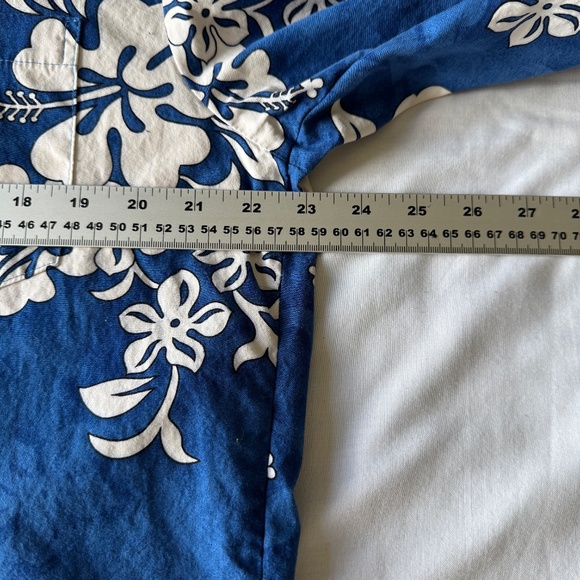 Men's Tropical Hawaiian Short Sleeve Button Shirt Blue Size Large Dad Resort USA - Picture 8 of 10